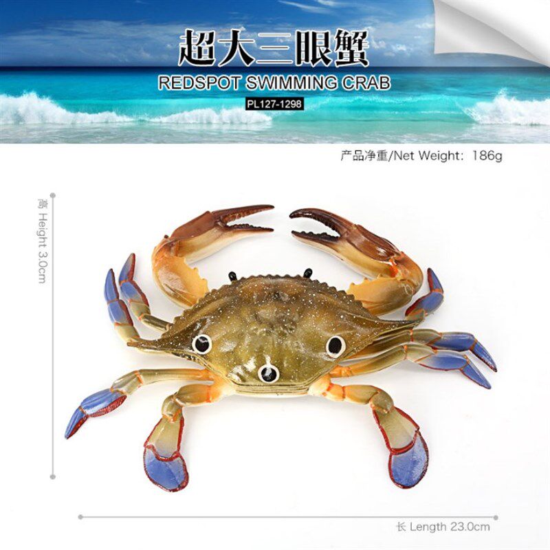 儿童玩具仿真动物大螃蟹三眼x蟹海洋生物模型梭子蟹红花蟹鱼缸造