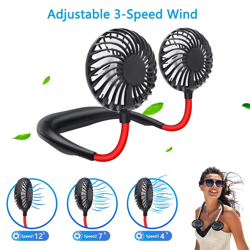 网红Neck Fan Portable Fan USB Handsfree Mini Wearable Sports