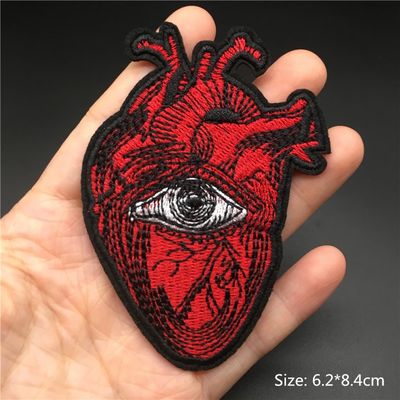 Red Ghost Heart Patches for Clothing Embroidered Iron On Bad