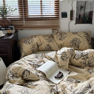 7bd风中海瑟薇四件套纯棉床单床笠床上4件套insU复古小碎花三件套