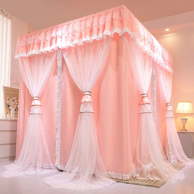 物理遮光床帘双层蚊帐一体式落地宫廷床幔卧室家用防风防尘全封闭,床上用品,蚊帐,淘宝优惠券,粉丝福利购,淘宝优惠卷