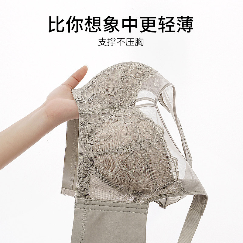 新款全罩杯抹胸式防走光调整型大胸显小内衣有钢圈薄款文胸收副乳