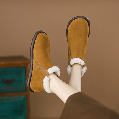 雪地靴女冬加绒加厚2023新款平底外穿棉鞋保暖短靴大尺码女鞋41一