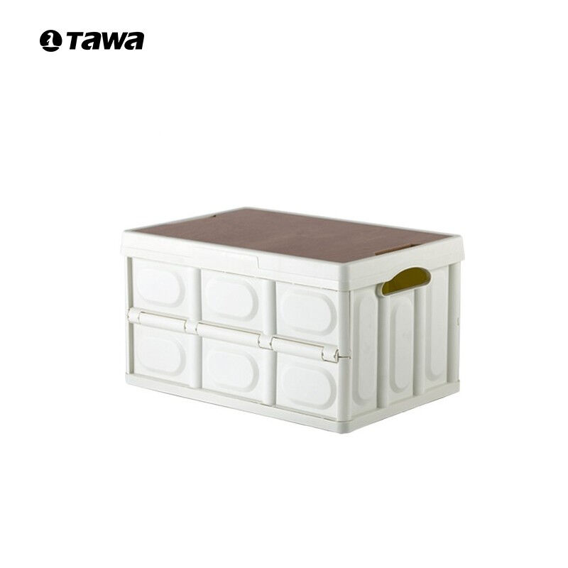 新品TAWA露营收纳箱户外折叠箱汽车车载后备箱野营野餐桌木盖储物