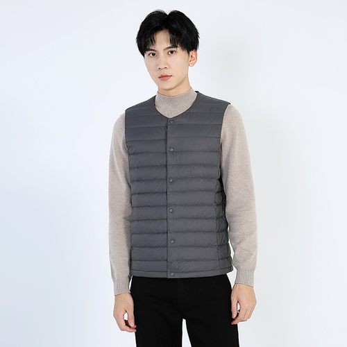 羽绒服男2021新款无领羽绒内胆马甲V领轻薄保暖外套大码坎肩背心