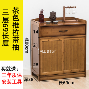 新品 厨房微波炉置物架玻璃餐边z柜多层实木碗架碗柜落地带门