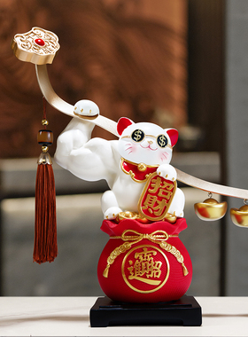 肌肉招财猫摆件麒麟臂发财猫收银台装饰品办公室招财进宝开业现货
