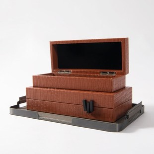 艺贝子意式 饰品 轻奢皮革首饰收纳盒摆件售楼处样板房间梳妆台软装