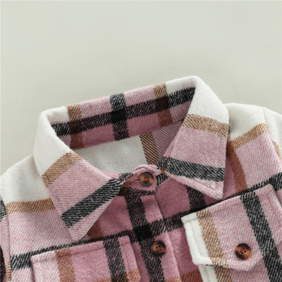 速发Kid Baby Boy Girl Cotton Plaid Shirt Jacket Infant Toddl