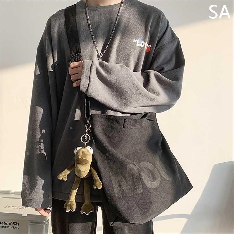 帆布包男斜挎包大容量日系男生z斜女背包跨邮休闲差学生男士单新