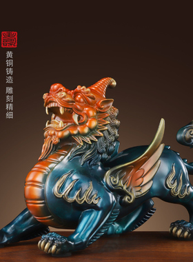 现货纯黄铜貔貅摆件n一对家居玄关公母貔恘店铺办公室桌面礼品全