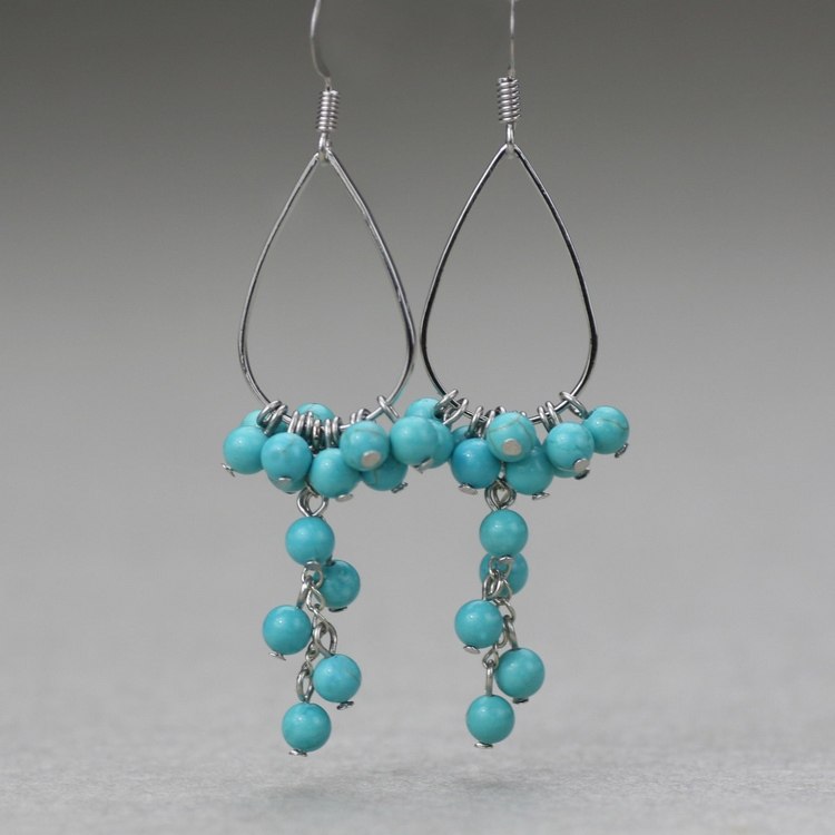 素元 耳环女绿松石流苏长款耳饰水滴泪滴耳坠可换无耳洞耳夹饰品,饰品/流行首饰/时尚饰品新,耳饰,淘宝优惠券,粉丝福利购,淘宝优惠卷