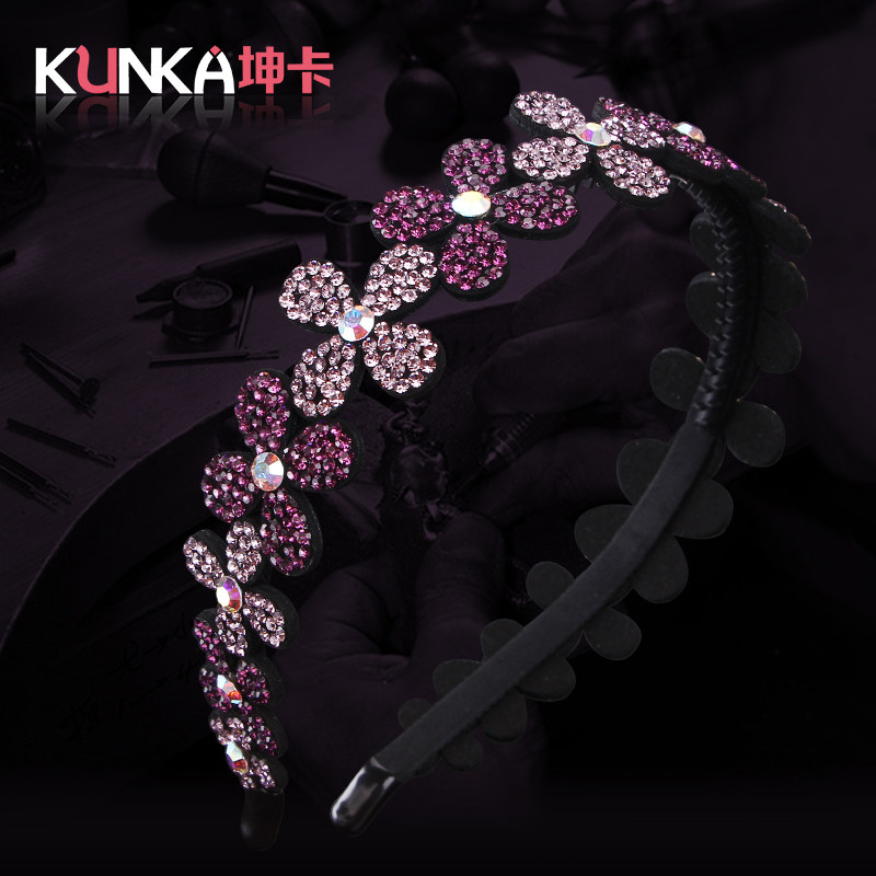 亮钻发箍水钻宽边头饰压发卡甜美花朵女头箍发夹发夹百搭外出