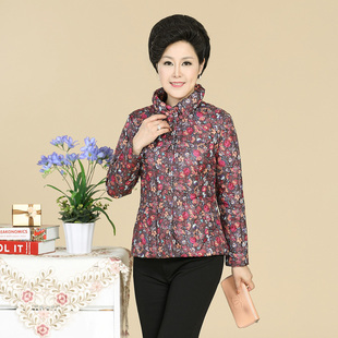 羽绒服外套女装中老年加肥加v大妈妈装保暖2023秋冬新款立领上衣