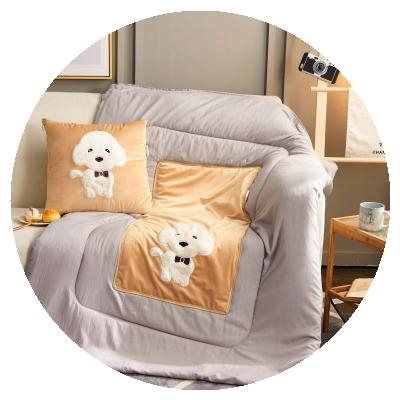 可爱卡通毛巾绣折叠被子两用汽车靠垫F靠枕办公室抱枕午睡毯空调