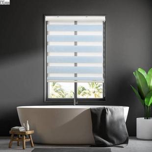 升降式遮光罩壳窗帘纱带打孔办公室柔卷帘遮阳免双层卫生间百叶帘