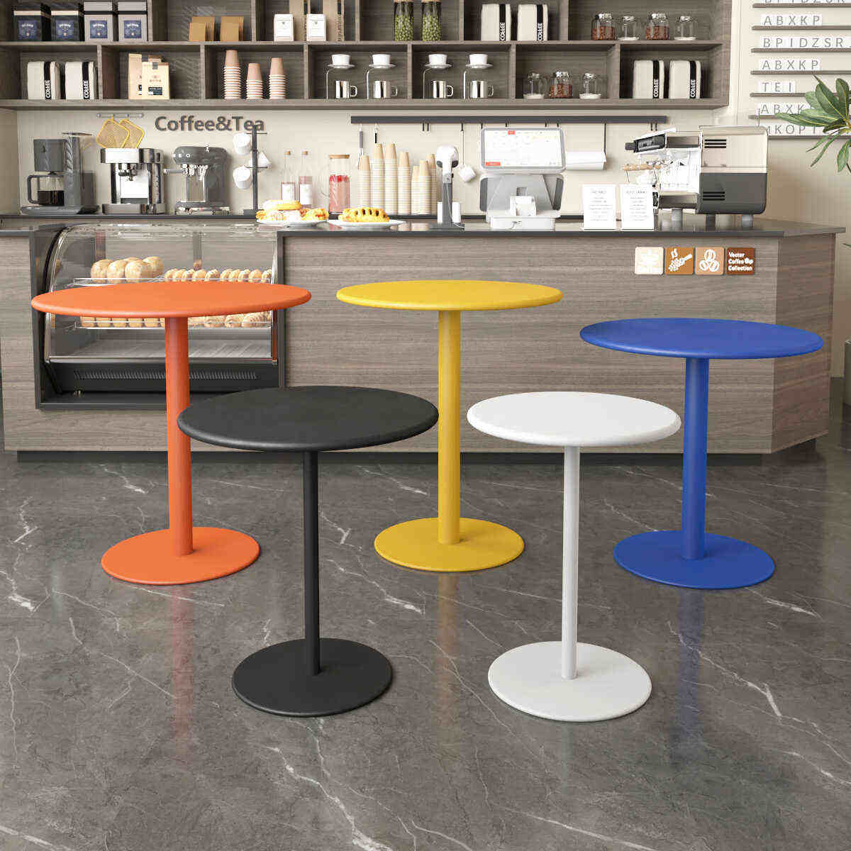 圆桌子奶茶店咖啡桌吧台甜品餐饮商用外摆洽谈桌椅简约网红小茶几,住宅家具,不锈钢/PVC餐桌,淘宝优惠券,粉丝福利购,淘宝优惠卷