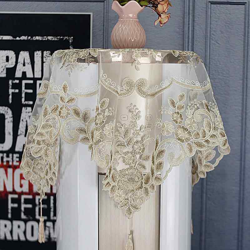 1P2R空调盖布圆柱形空调柜机立式罩防尘顶部盖巾蕾丝刺绣清新开机