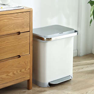 JAH欧式不锈钢脚踏式家用大号容量垃圾桶厨房客厅有盖20升大容量