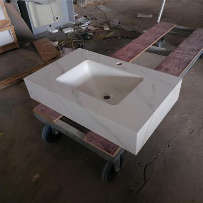 岩板台面一体盆洗手卫生间洗脸池浴室柜大理石洗漱台下定制挂墙式