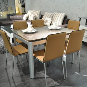 时尚简约小户型可伸缩折叠餐桌椅组合 饭桌 功能餐桌钢化玻璃桌子