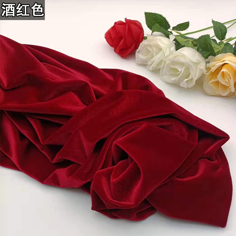 高档弹力韩c国绒布料金丝绒天鹅绒不倒绒服装面料旗袍连衣裙套装