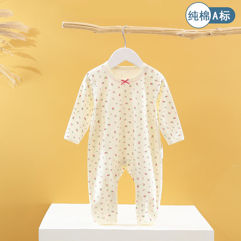 婴儿保暖连身衣秋冬爬服男A女宝宝睡衣无骨哈衣内穿加厚家