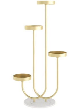 北欧铁艺花架子室内客厅电视柜旁落地式摆件O轻奢大理石多层置物