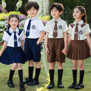 儿童演出合唱班服小学生校 英伦学院风幼儿i园大班毕业照园服夏季