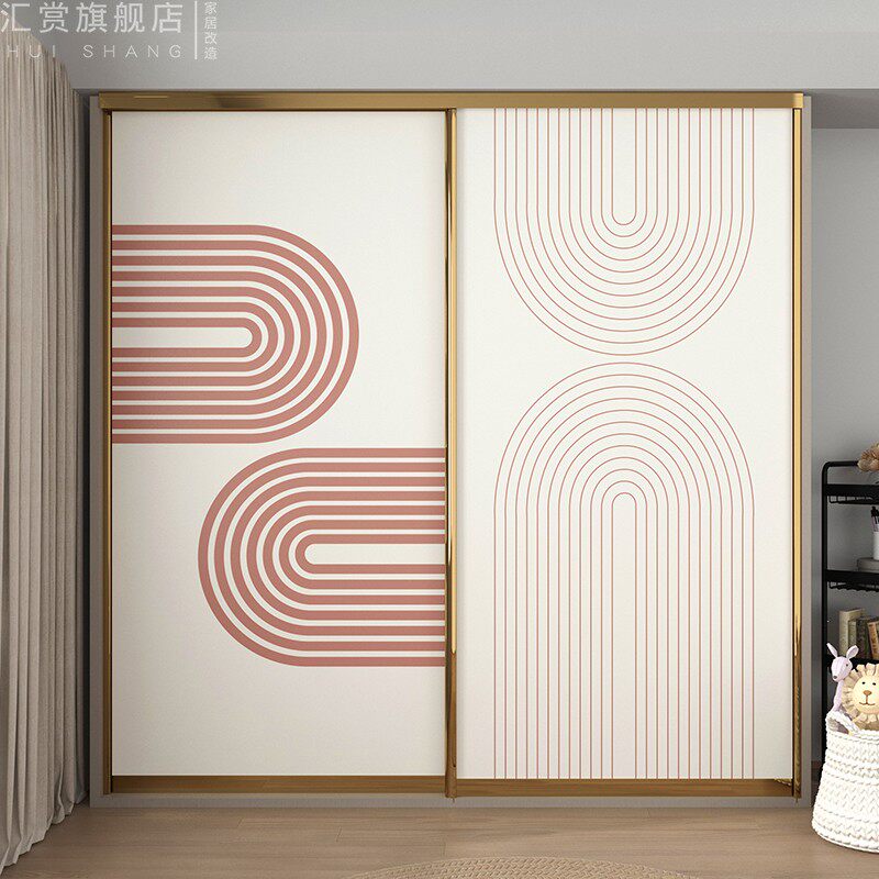 简约线条卧室衣柜拉门贴纸玻璃贴移门改造壁纸自粘电梯门厚防水,家居饰品,门贴,淘宝优惠券,粉丝福利购,淘宝优惠卷