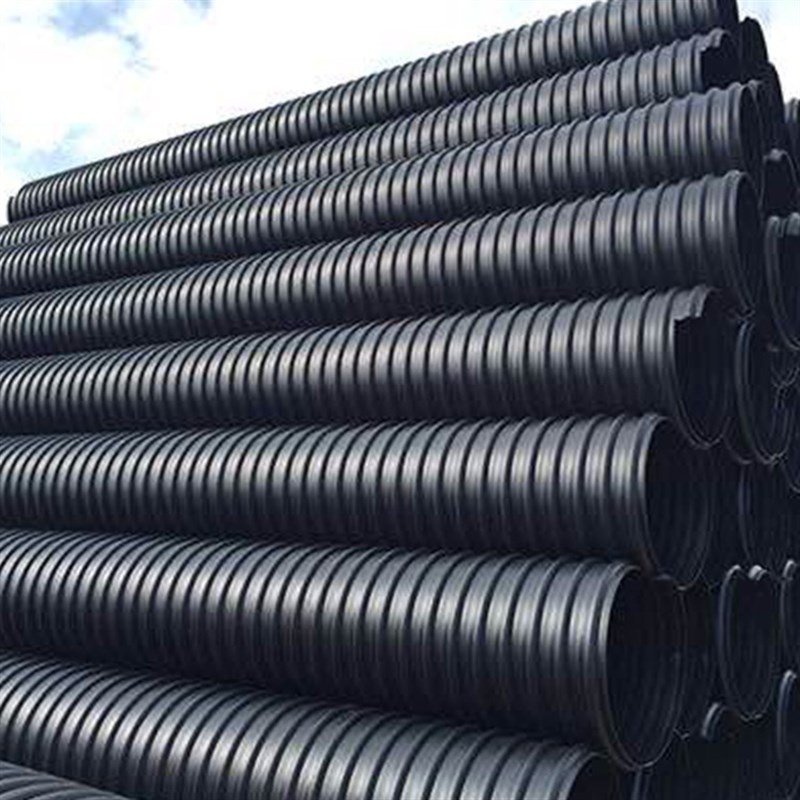 新品hdpe单壁波纹管大口径排污管筒管中空壁缠绕t管黑色道路排水