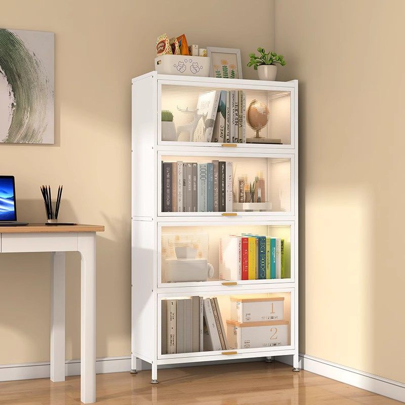 家用钢制书柜带门防尘储物柜儿童多层落地铁艺书架客厅收纳置物架,住宅家具,书架,淘宝优惠券,粉丝福利购,淘宝优惠卷