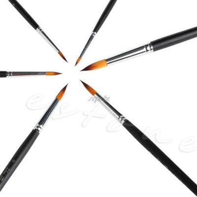 6 Round Pointed Tip Paint Brushes For Artist Oil Painting Wa