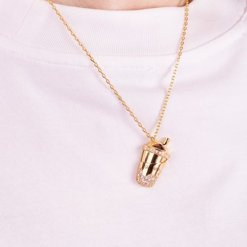 周杰伦周同学奶茶杯项链日常穿搭吊坠送人礼物P情侣挂饰女神节送