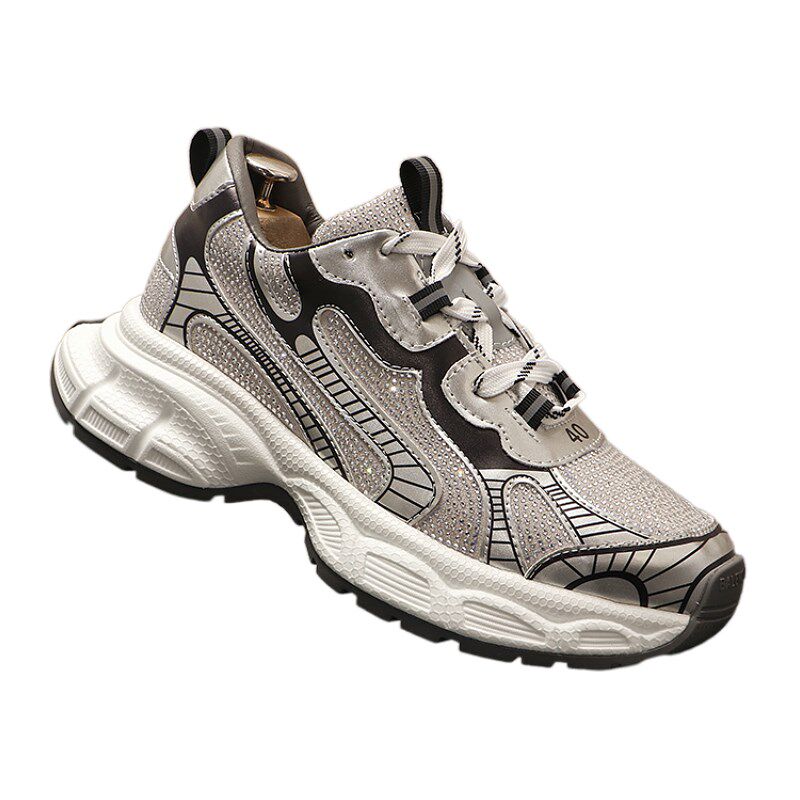 水钻男老爹鞋设计款潮流小众低帮增高鞋厚底系带休闲运动鞋男鞋子,流行男鞋,老爹鞋,淘宝优惠券,粉丝福利购,淘宝优惠卷