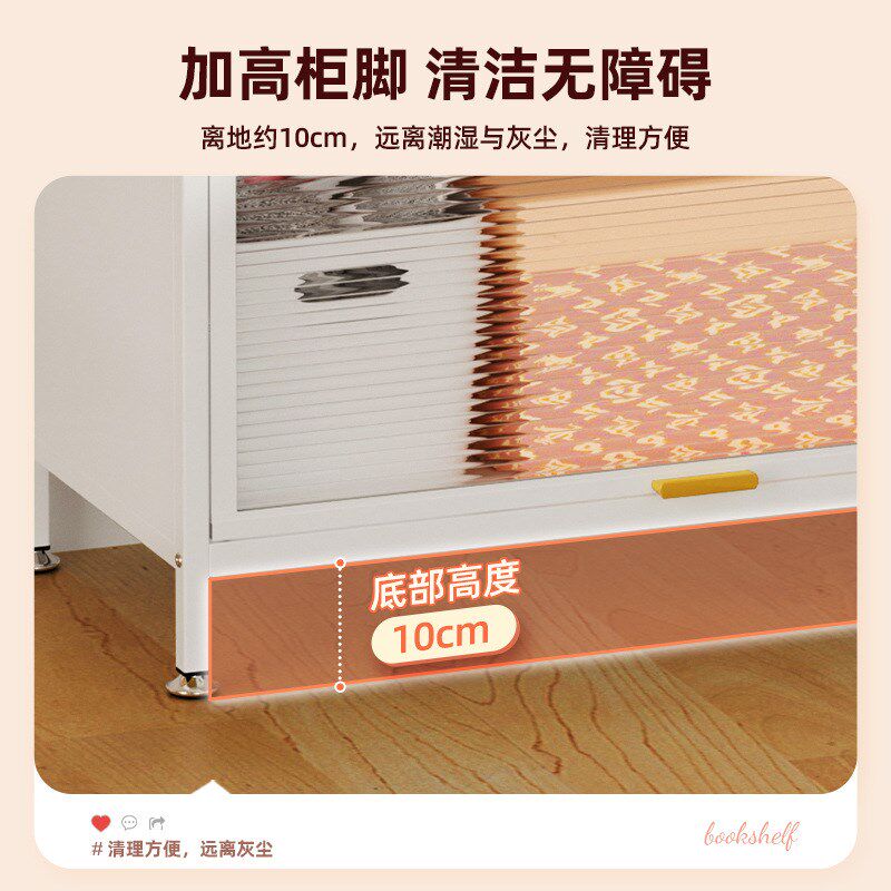 家用钢制书柜带门防尘储物柜儿童A多层落地铁艺书架磕头收纳置物