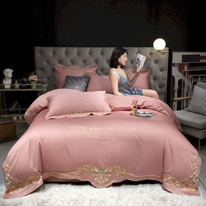 l简约红色被套长绒棉床上四件套全棉Q春秋酒红结婚用,床上用品,婚庆床品套件,淘宝优惠券,粉丝福利购,淘宝优惠卷