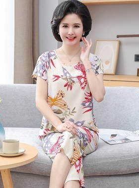 中老年棉绸套装女2024r年新款夏天薄款绵绸休闲女式家居服女可外