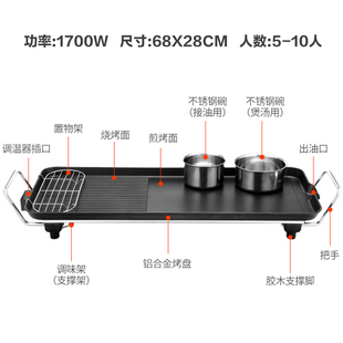 电烤炉家用无烟多功能烤肉盘电烤盘烤肉机韩式 不粘烤肉锅铁板烧