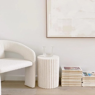 北欧风天a然大理石圆柱客厅玄关酒店样板间雕塑底座展示台落地摆