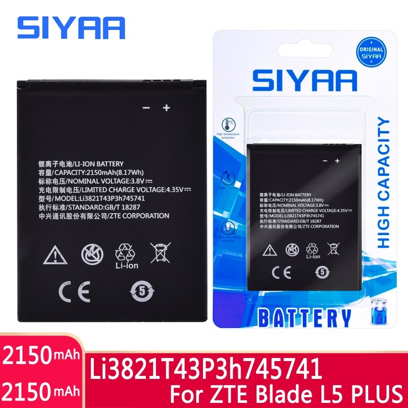 SIYAA Phone Battery LI3821T43P3H745741 For ZTE Blade L5 PLU