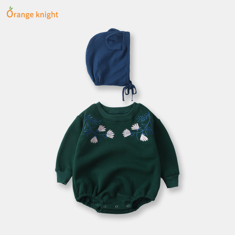 网红婴儿服女宝宝可爱保暖加绒哈衣I爬爬服冬季长袖连