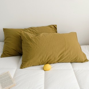 纯棉水洗棉枕套一对装 100全棉蓝色inGs风单人枕头套双人枕芯内胆