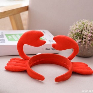 红色大螃蟹头套 海洋生物动物帽子大闸蟹头饰Z儿童亲子 螃蟹发箍