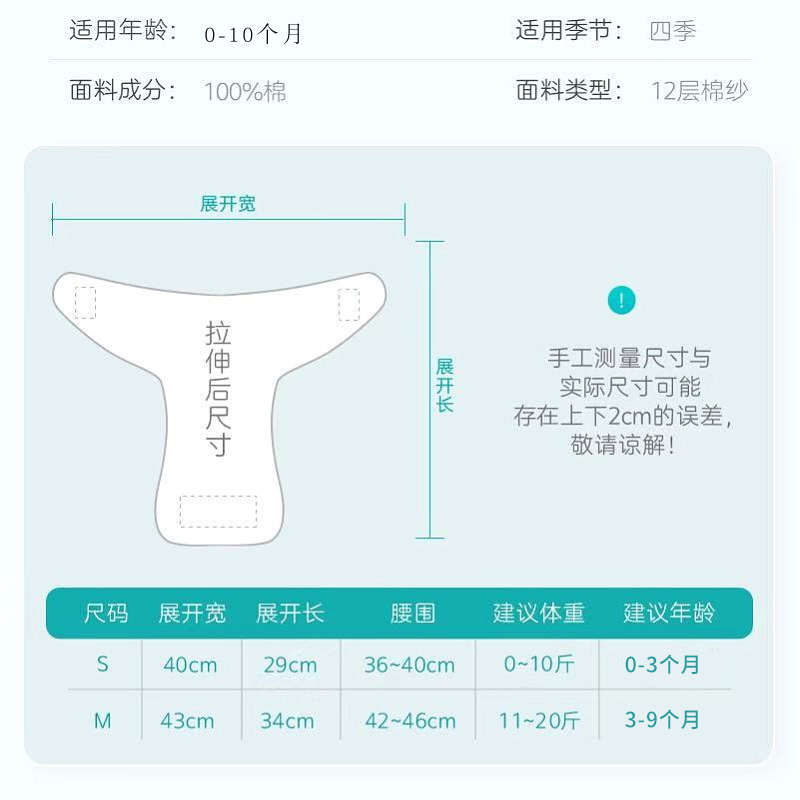 新生婴儿尿片纱布透气可水洗夏季宝宝尿介子布戒子W婴幼儿尿布裤