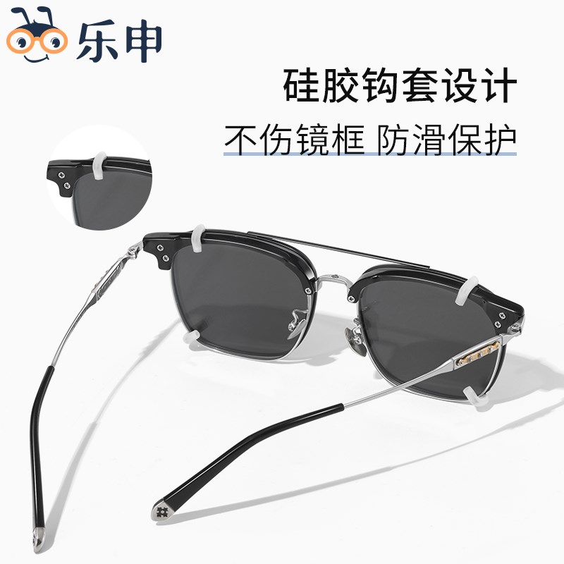 近视镜方形墨镜夹片男款u带偏光镜片可配度数R开车外配太阳眼