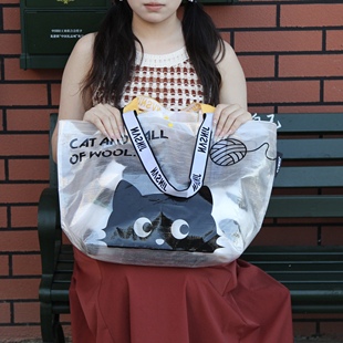 禮品袋手提袋大容量購物袋環(huán)保袋透明編織袋袋子禮物包裝 袋加厚