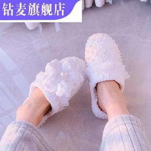 泡芙棉拖鞋 网红diy手工编织钩针材G料包棉拖成品线送女友毛线珍