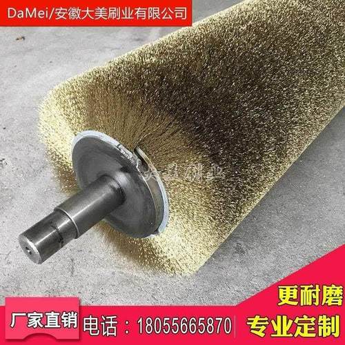新品工业镀铜钢丝辊铜丝不锈钢丝滚筒G抛光打磨除锈植Y毛缠绕辊刷