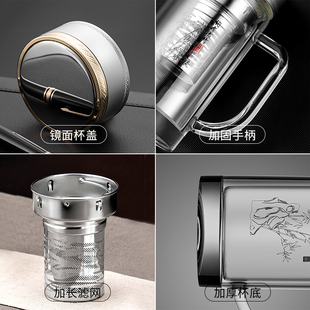 雙層玻璃杯定制logo水杯印x字定C做紀(jì)念品可印圖案刻字帶把手茶杯